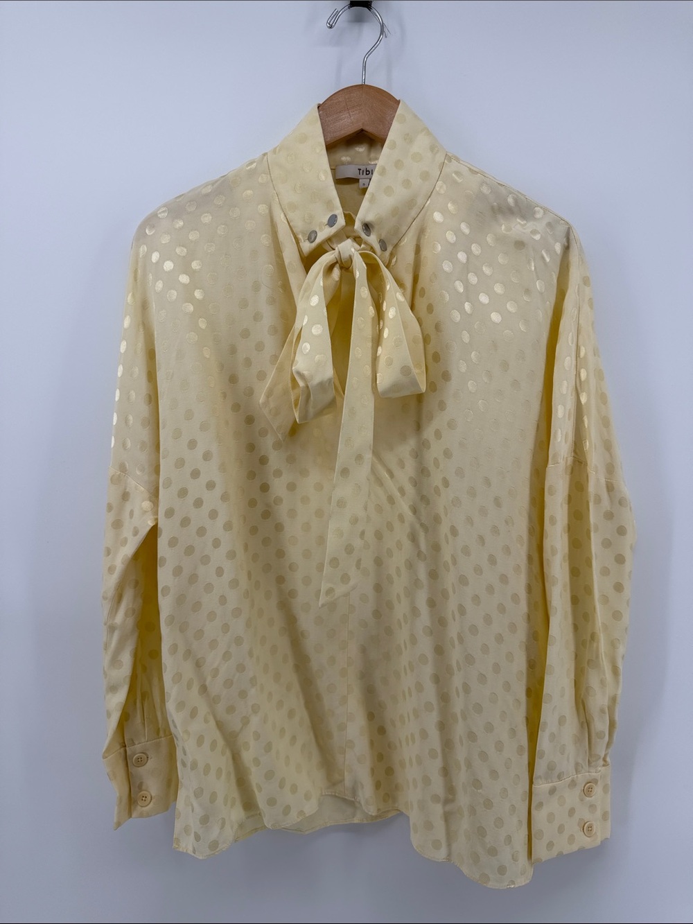 Tibi Polka Dot Blouse in Cream S A19